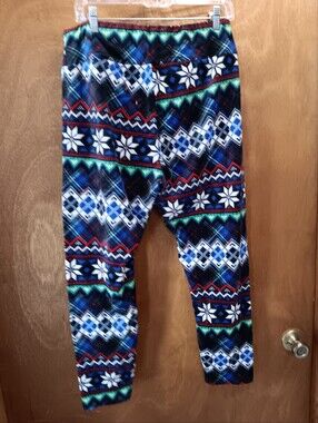 No Boundaries Blue Multi Holiday Patterned Womans Leggings